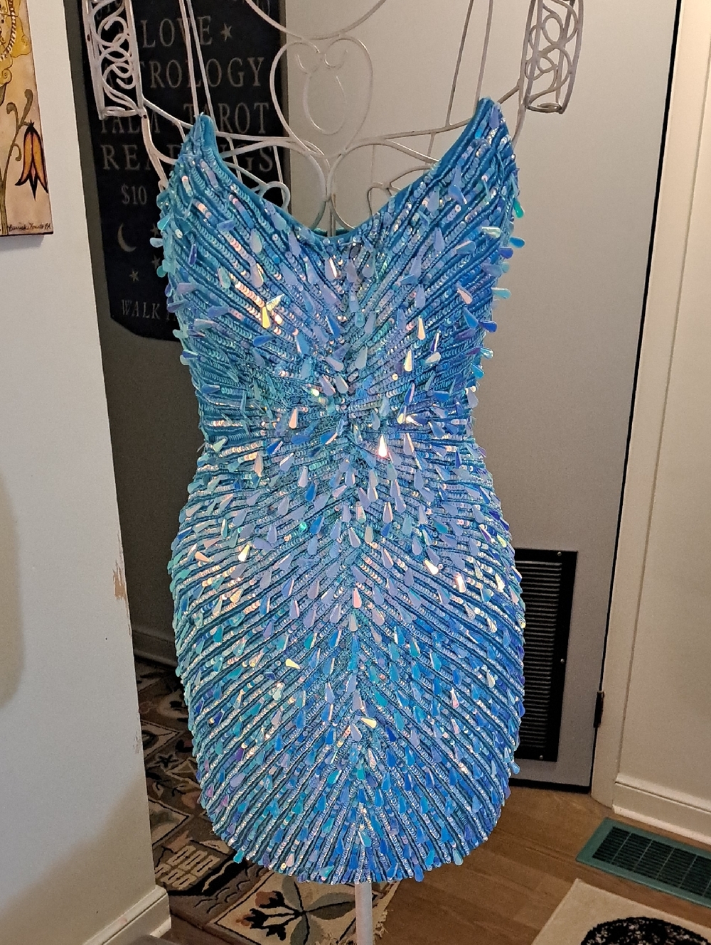 Y2k XO Formals Mermaid Strapless Sequin Mini Dress, Sz 6